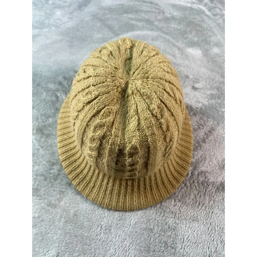 70s vintage Womens ARIS Knit Bucket Hat‎ Tan Light Academia Coquette